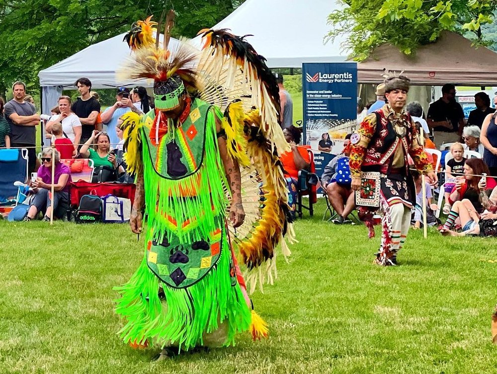 Traditional Indigenous dancer in performance at Battlefield Park.