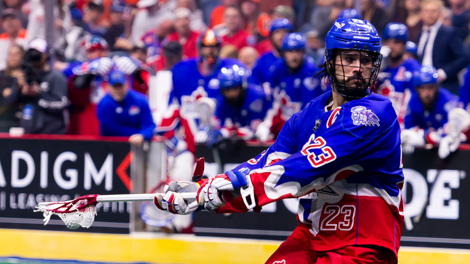 Rock player making a pass during a game.