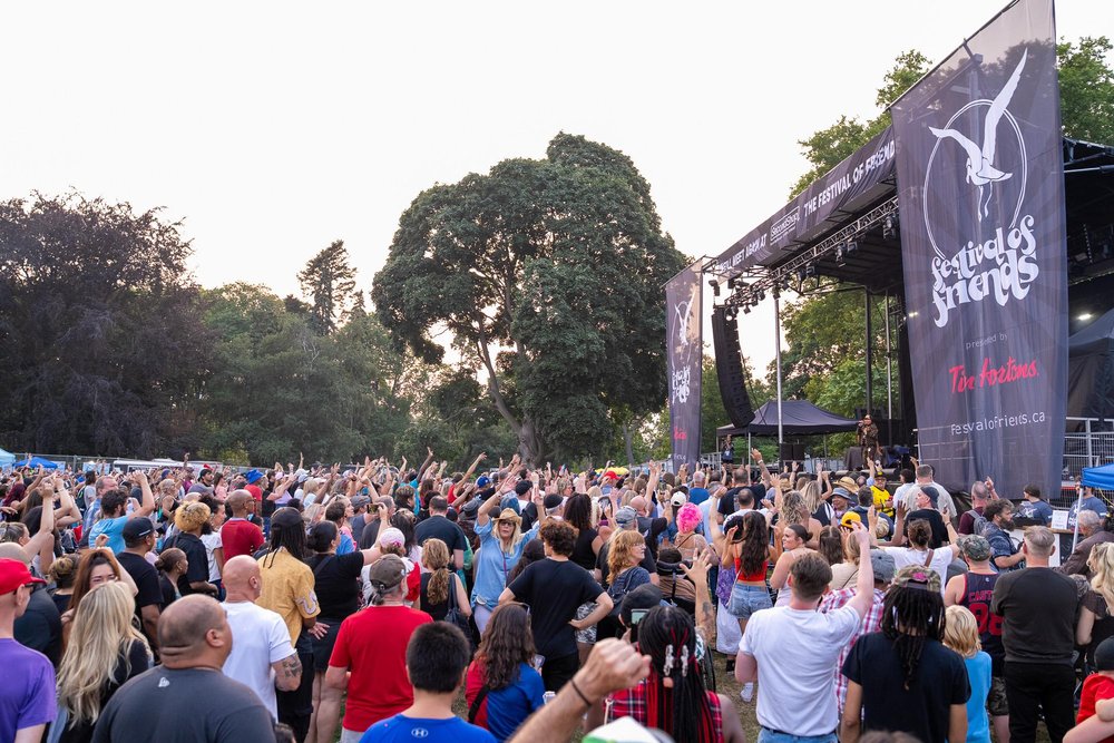Full crowd in front of the stage at Festival of Friends at Gage Park.