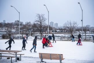 Hamilton winter skating at the pier