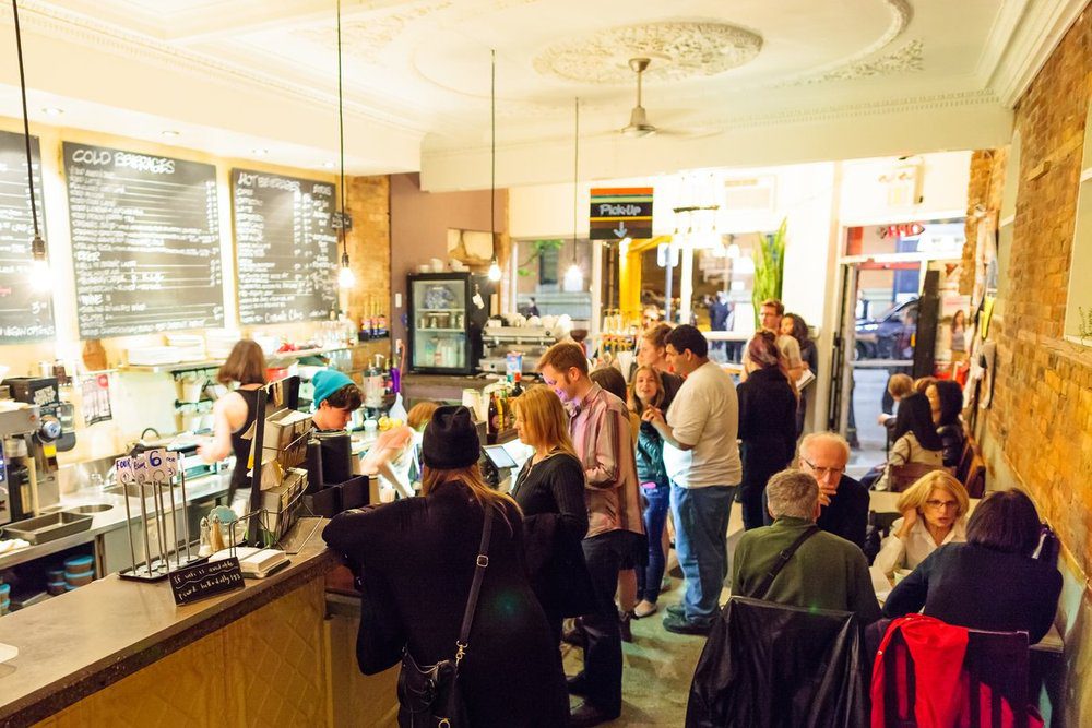 Crowd inside Mulberry Cafe