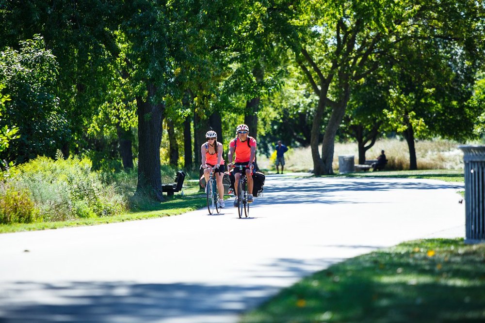 Cyclists on path