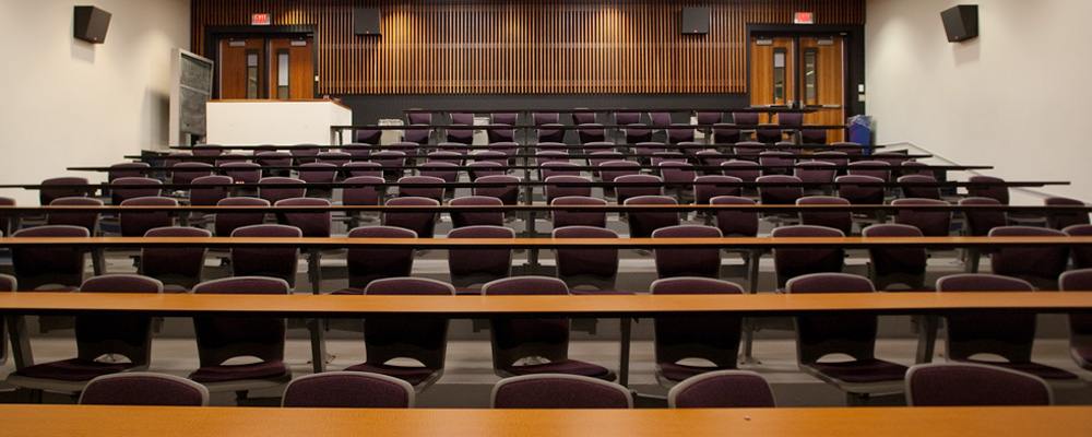 Inside of a lecture hall at McMaster University