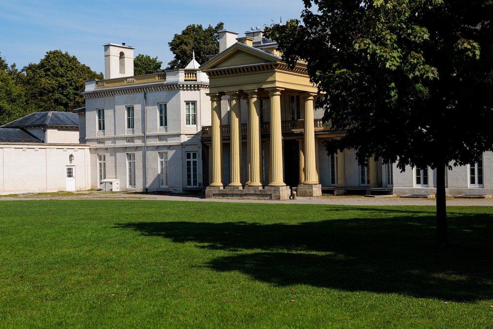 Exterior of Dundurn Castle on a beautiful summer day.